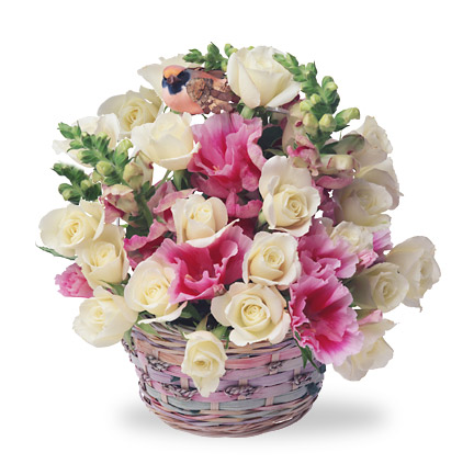 White Roses Basket